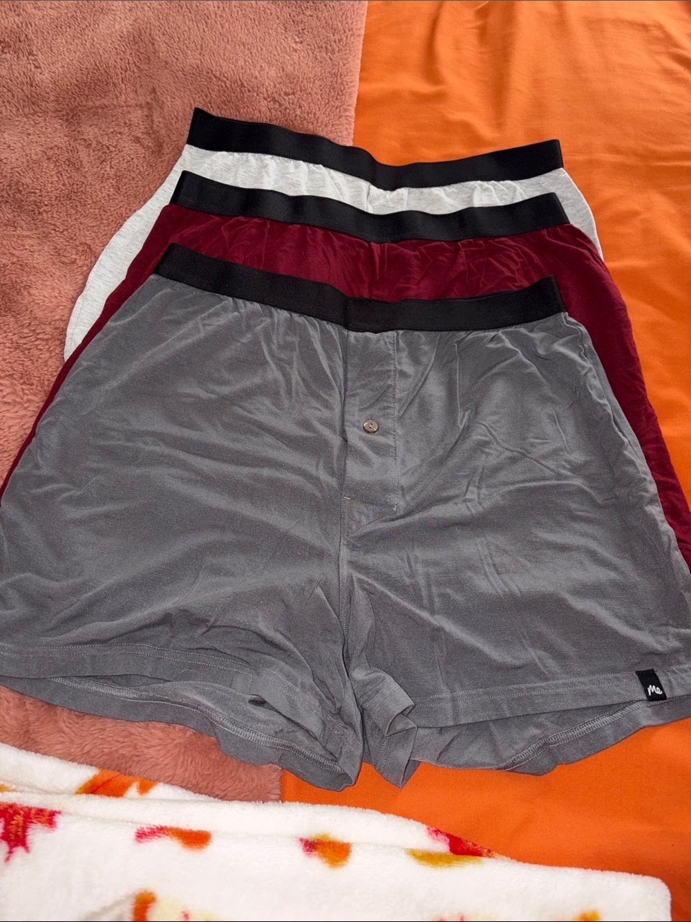 MeUndies Men’s Boxer Shorts - Gray, Maroon, White
